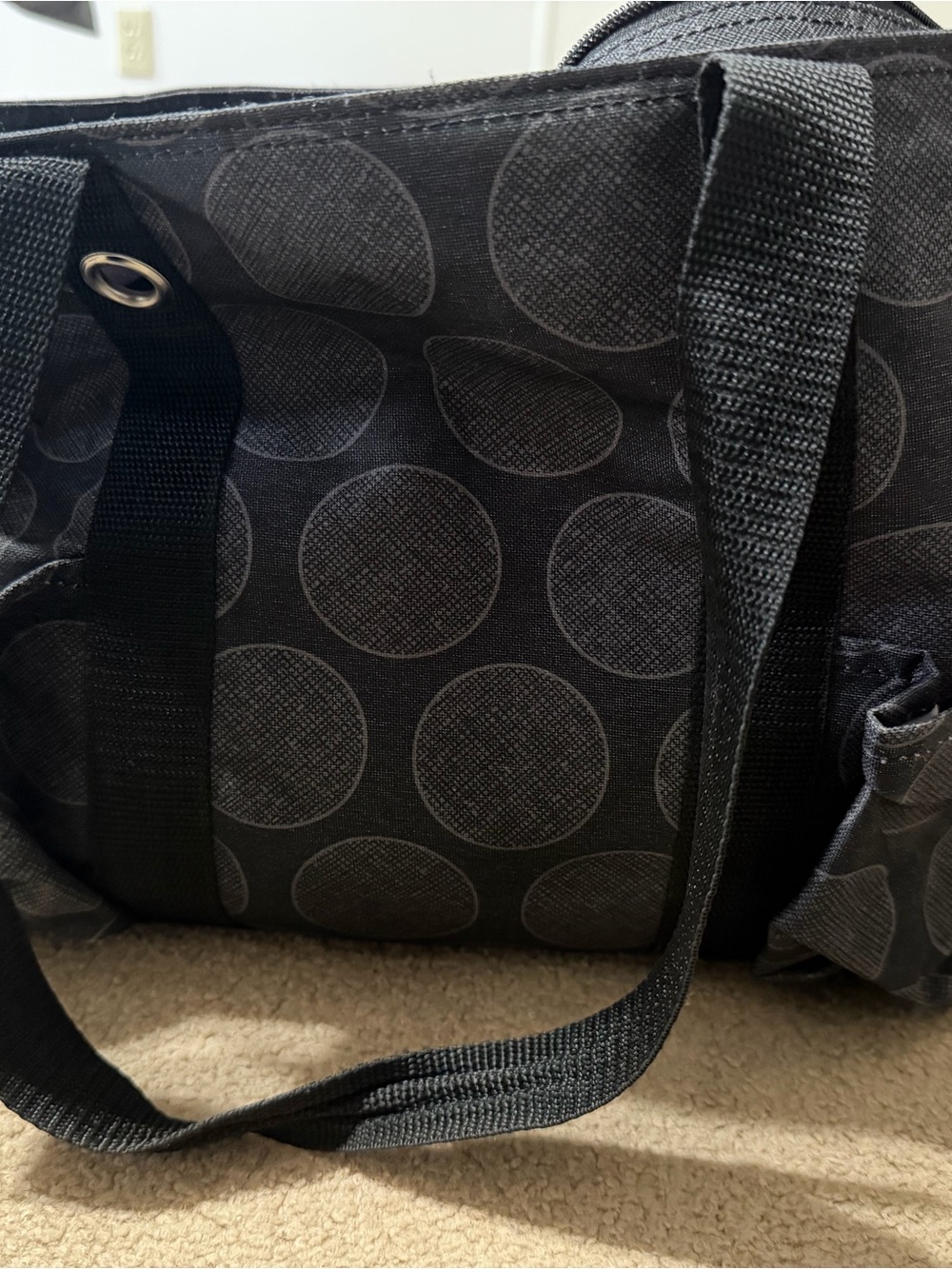 thirty-one Black Tote with Subtle Dot Pattern